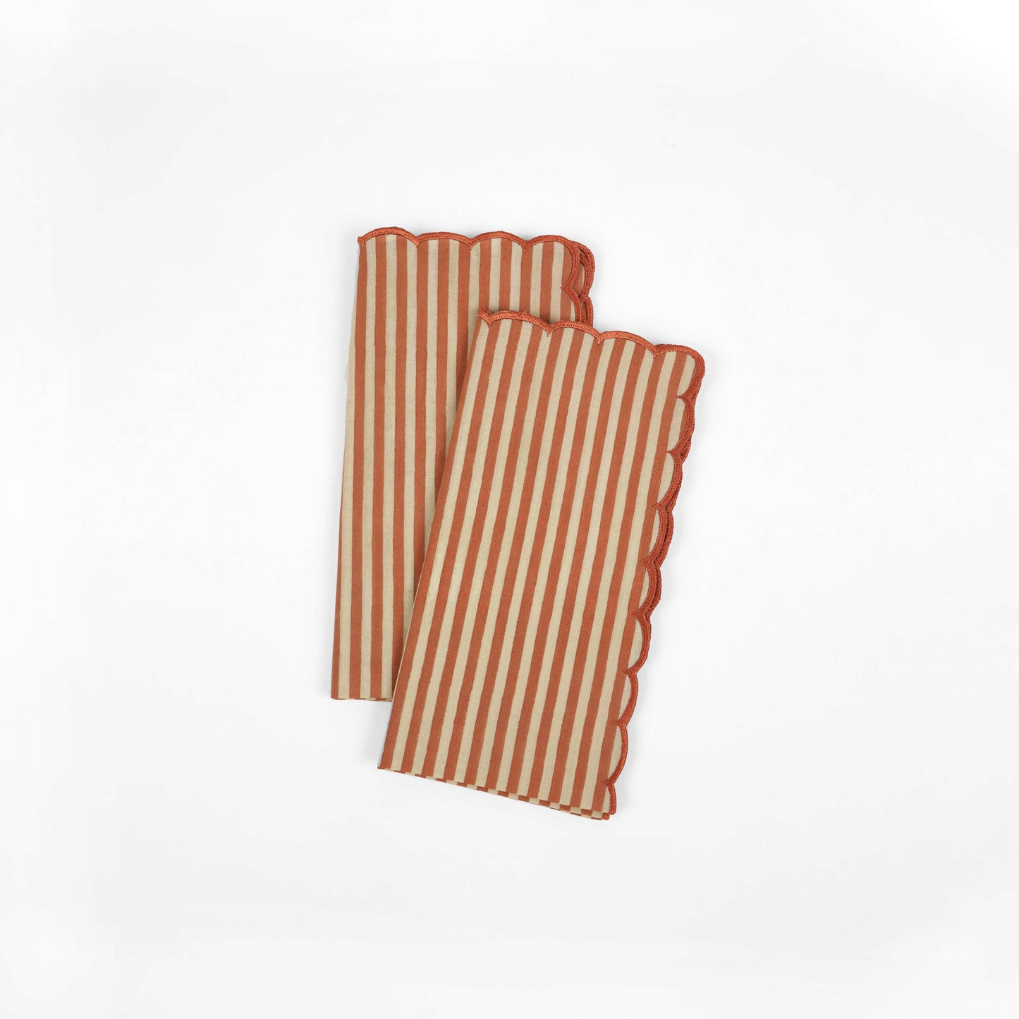 Block-Printed Linen Napkins – Set of 2 (Orange)