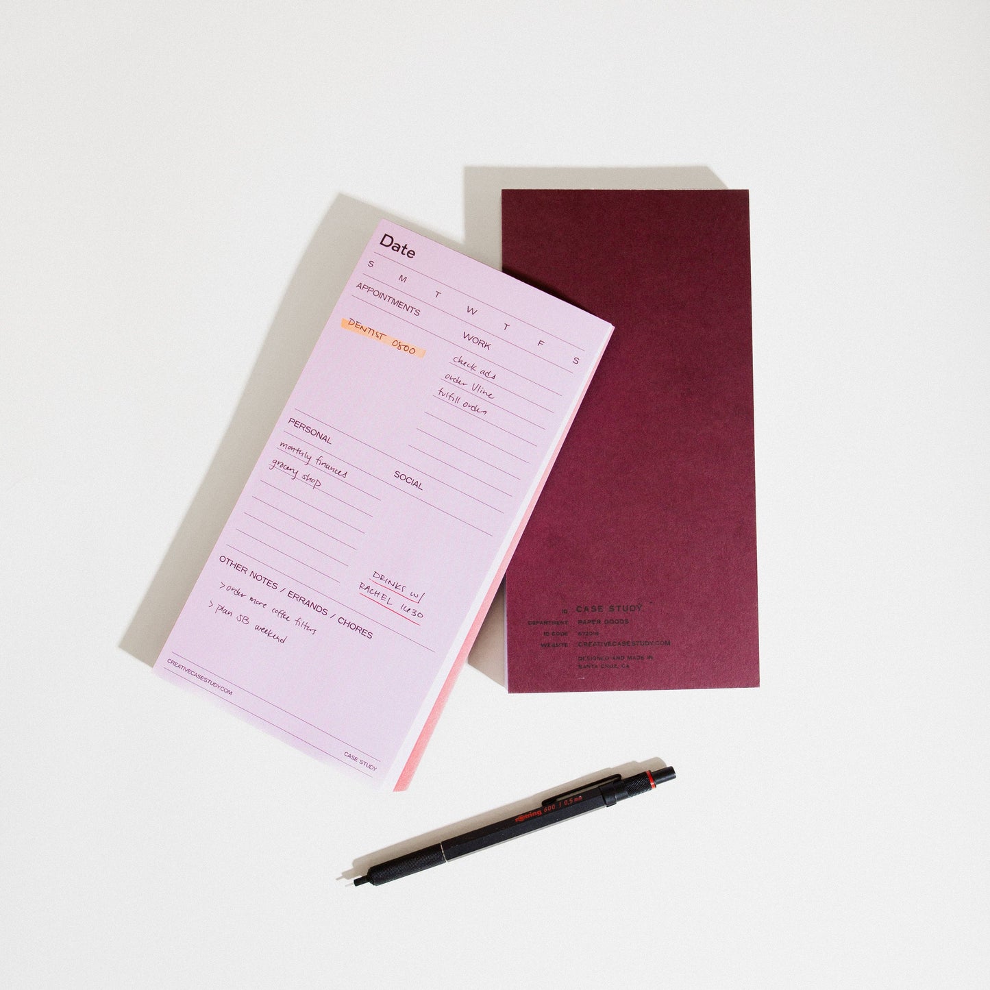 Daily Task Notepad Planner - Pink/Red