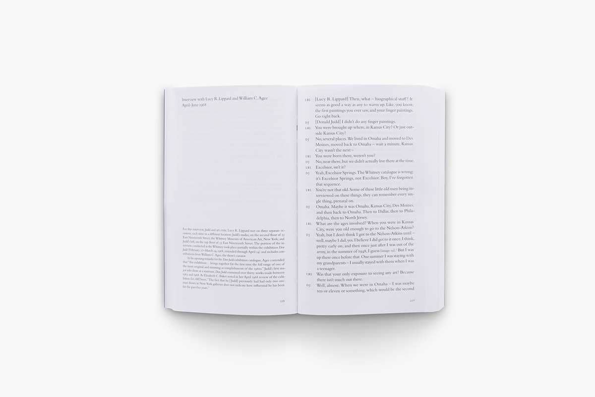 Donald Judd Interviews | Judd, Donald - Zwirner
