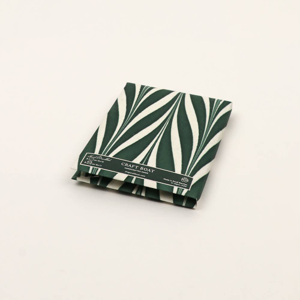 MARBLED GREETING CARD SET - GREEN