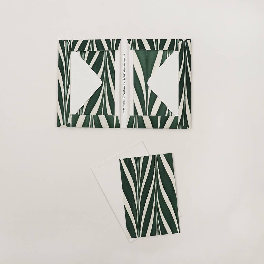 MARBLED GREETING CARD SET - GREEN