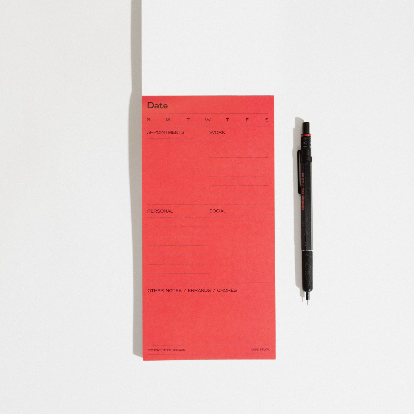 Daily Task Notepad Planner - Pink/Red
