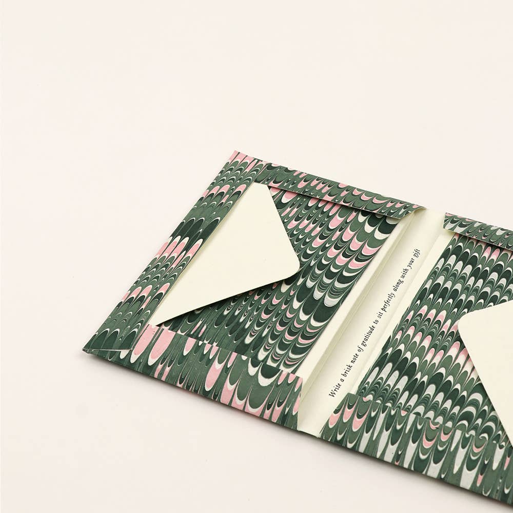 MARBLED GREETING CARD SET - GREEN