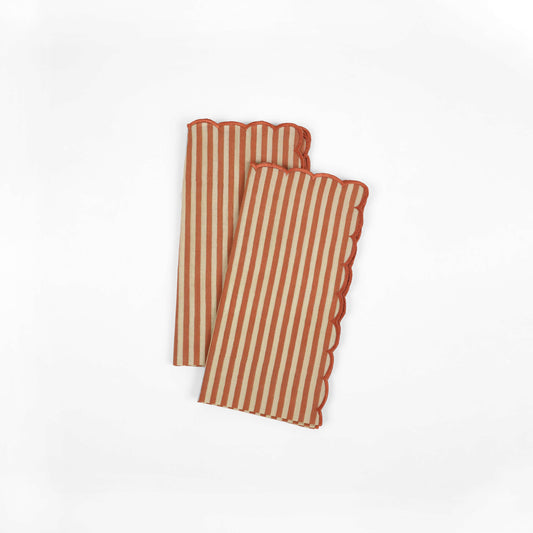 Block-Printed Linen Napkins – Set of 2 (Orange)