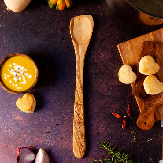 Extra Long Handled Olive Wood Cooking Spoon