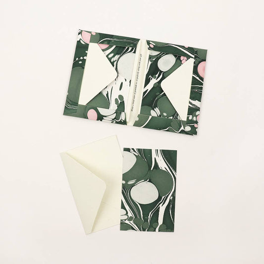 MARBLED GREETING CARD SET - GREEN