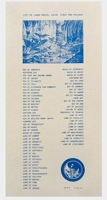 List of Lunar Seas- Eva Claycomb