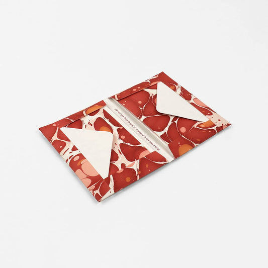 MARBLED GREETING CARD SET - PEBBLES RED