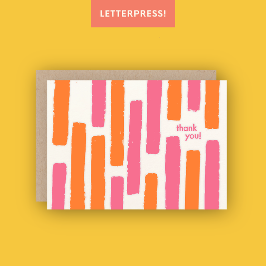 Striped Thank You Letterpress Greeting Card