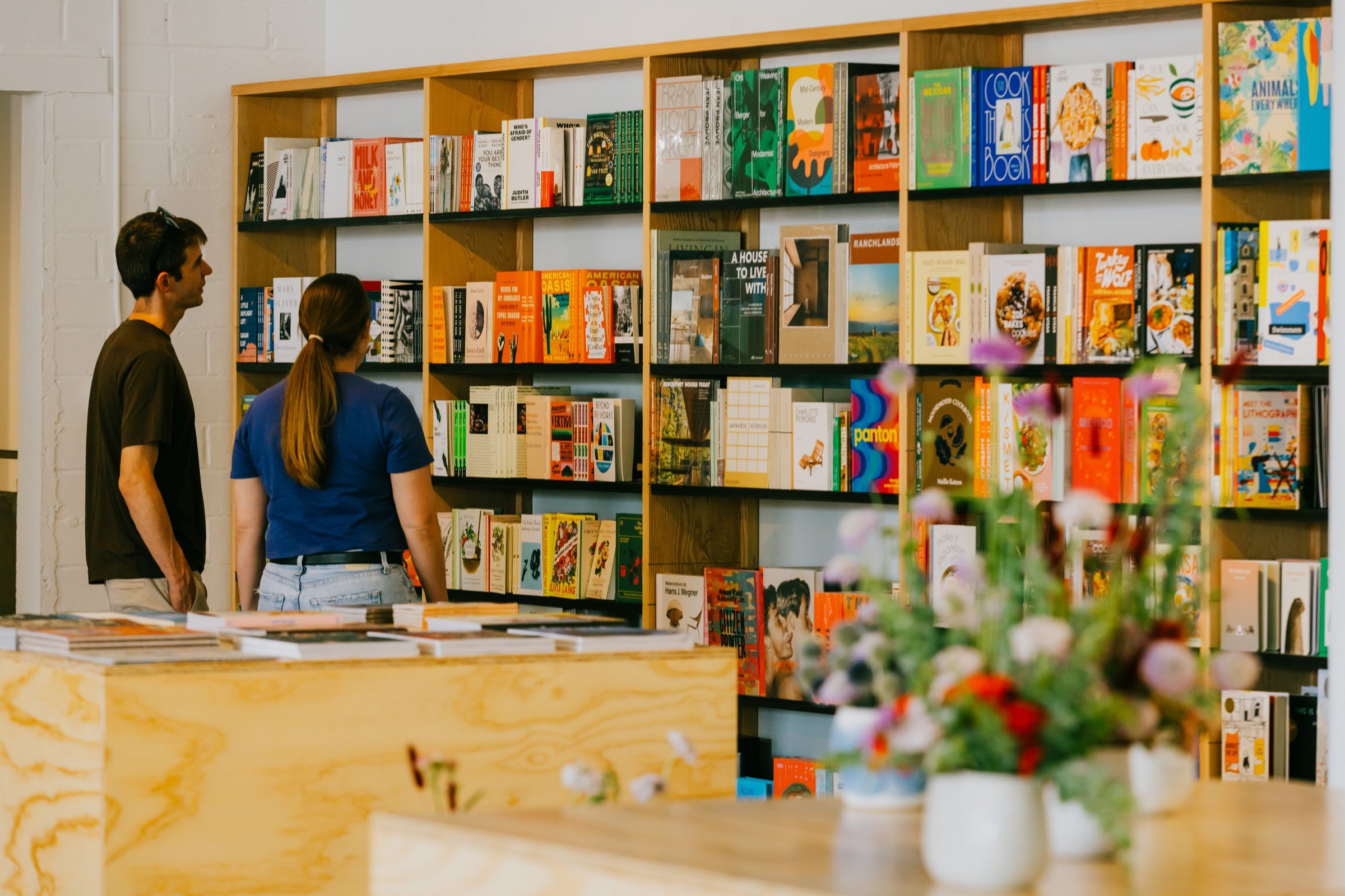 Browsing the shelves at Stop & Read Books
